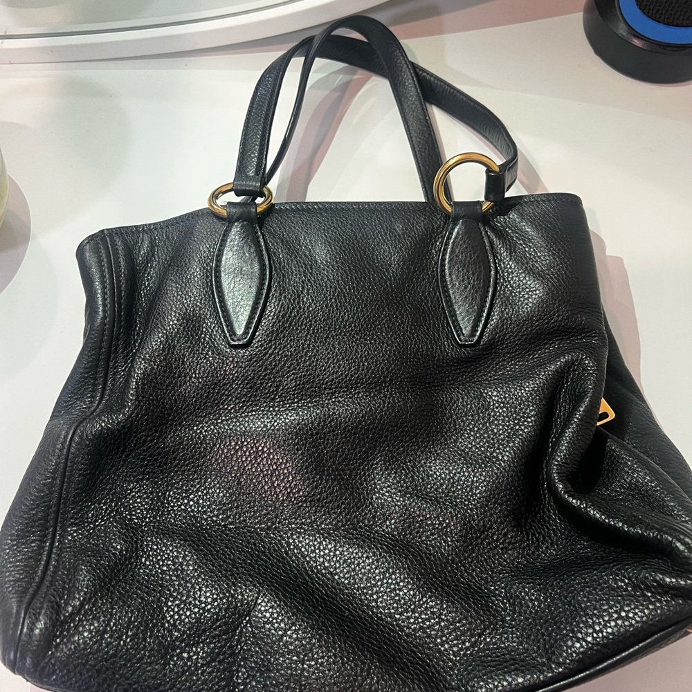 Miu Miu Black Grained Leather Shoulder bag with strap - Picture 2 of 6